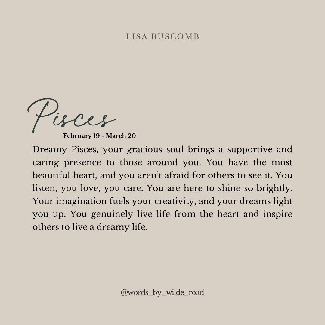 'Pisces' script style digital printable - Lisa Buscomb