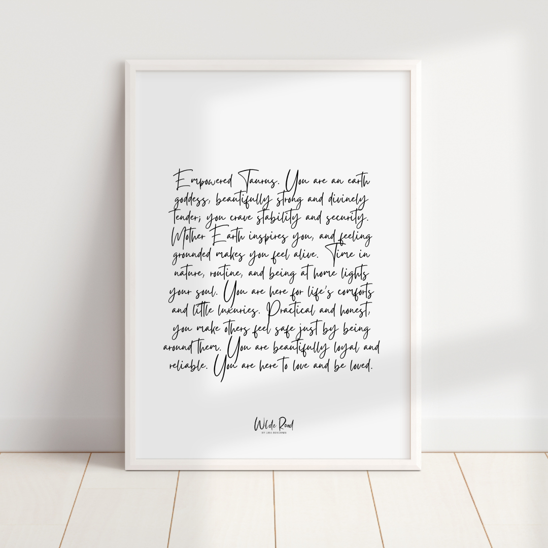 'Taurus' Script style digital printable - Lisa Buscomb