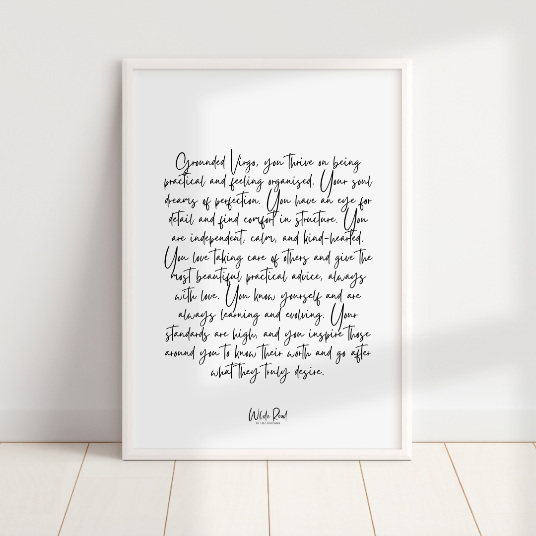 'Virgo' script style digital printable - Lisa Buscomb