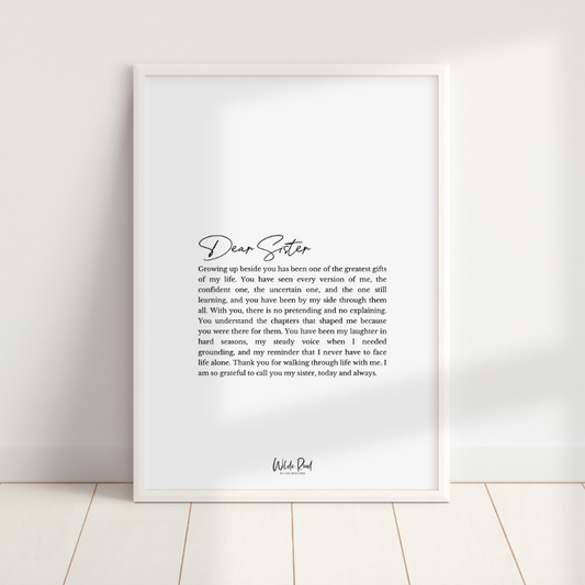 'Dear Sister' digital printable