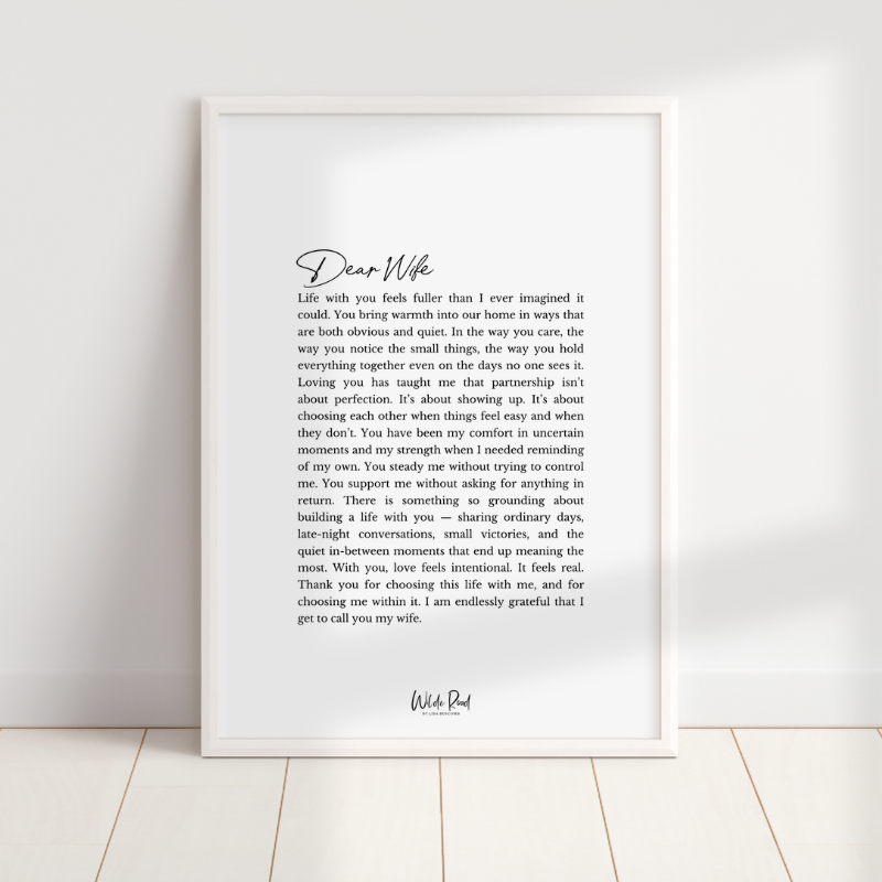 'Dear Wife' digital printable