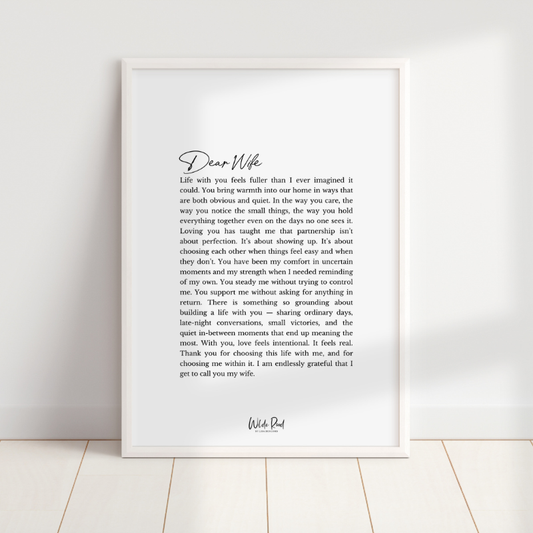 'Dear Wife' digital printable