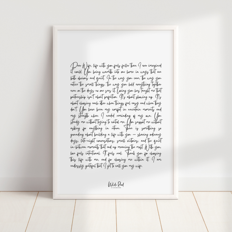 'Dear Wife' digital printable