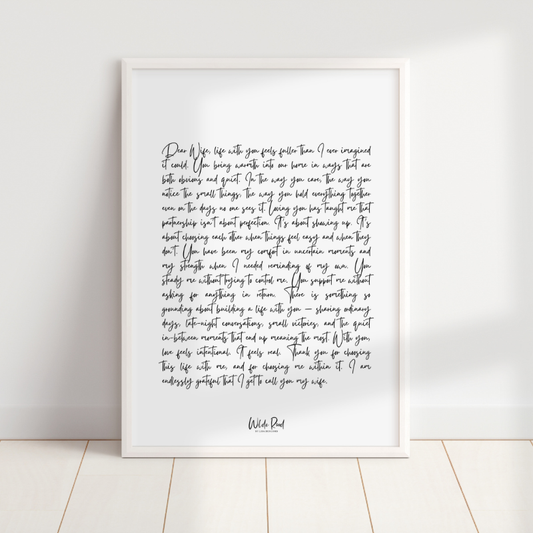 'Dear Wife' digital printable