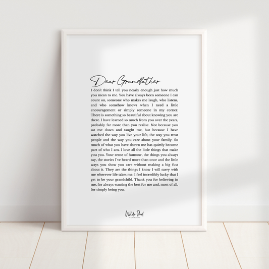 'Dear Grandfather' digital printable