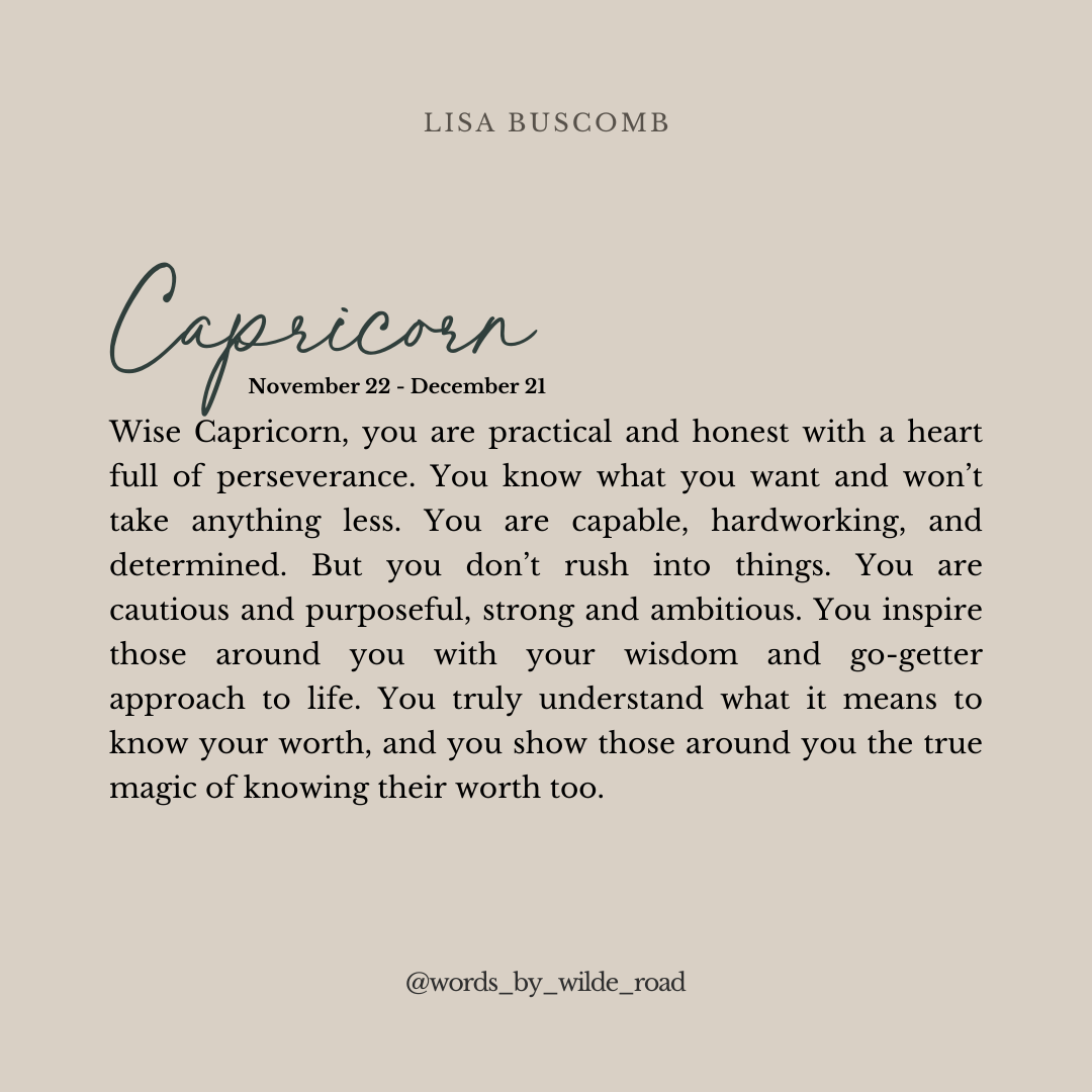 'Capricorn' script style digital printable - Lisa Buscomb 