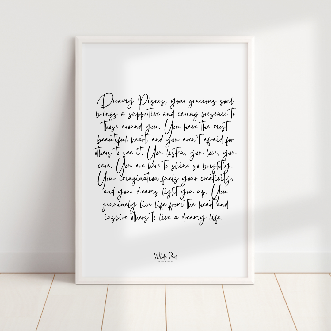 'Pisces' script style digital printable - Lisa Buscomb 