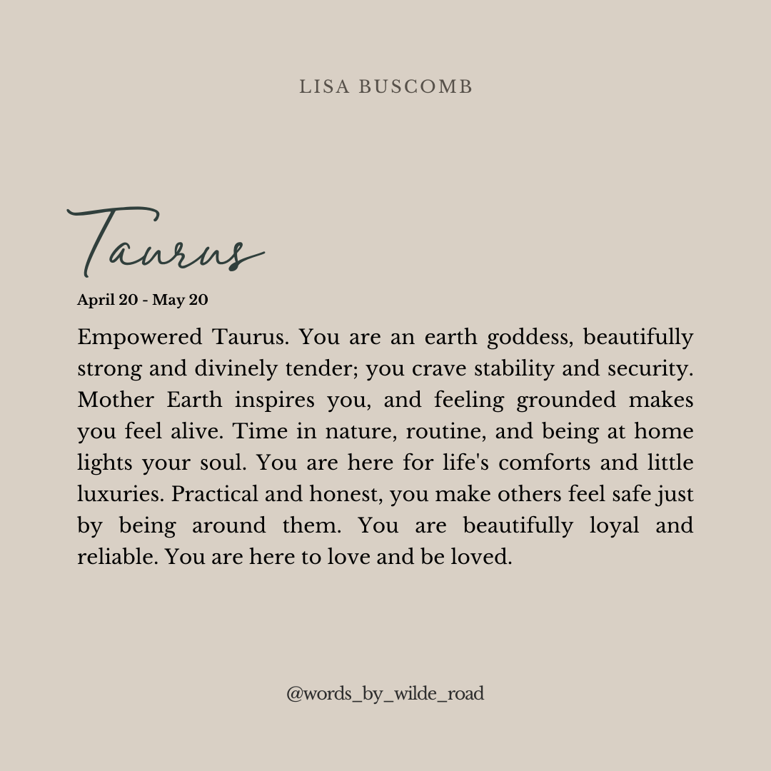 'Taurus' Script style digital printable - Lisa Buscomb 