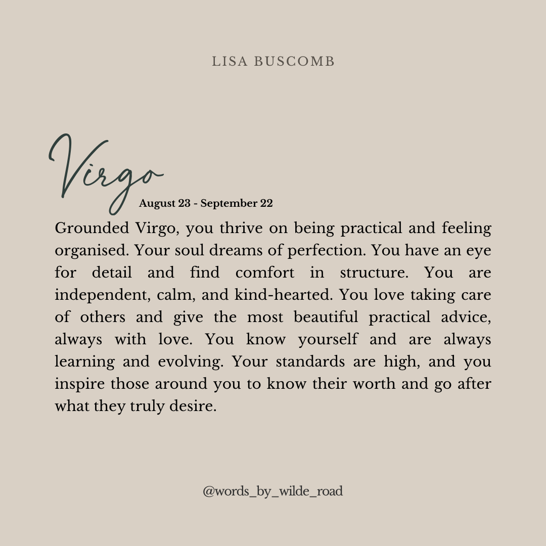 'Virgo' script style digital printable - Lisa Buscomb 