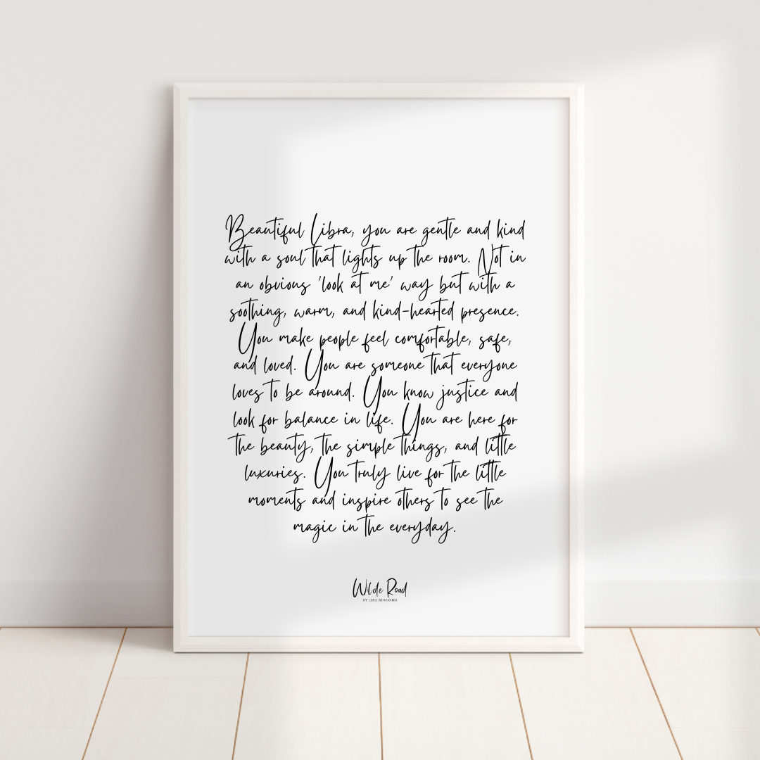 'Libra' script style digital printable - Lisa Buscomb 