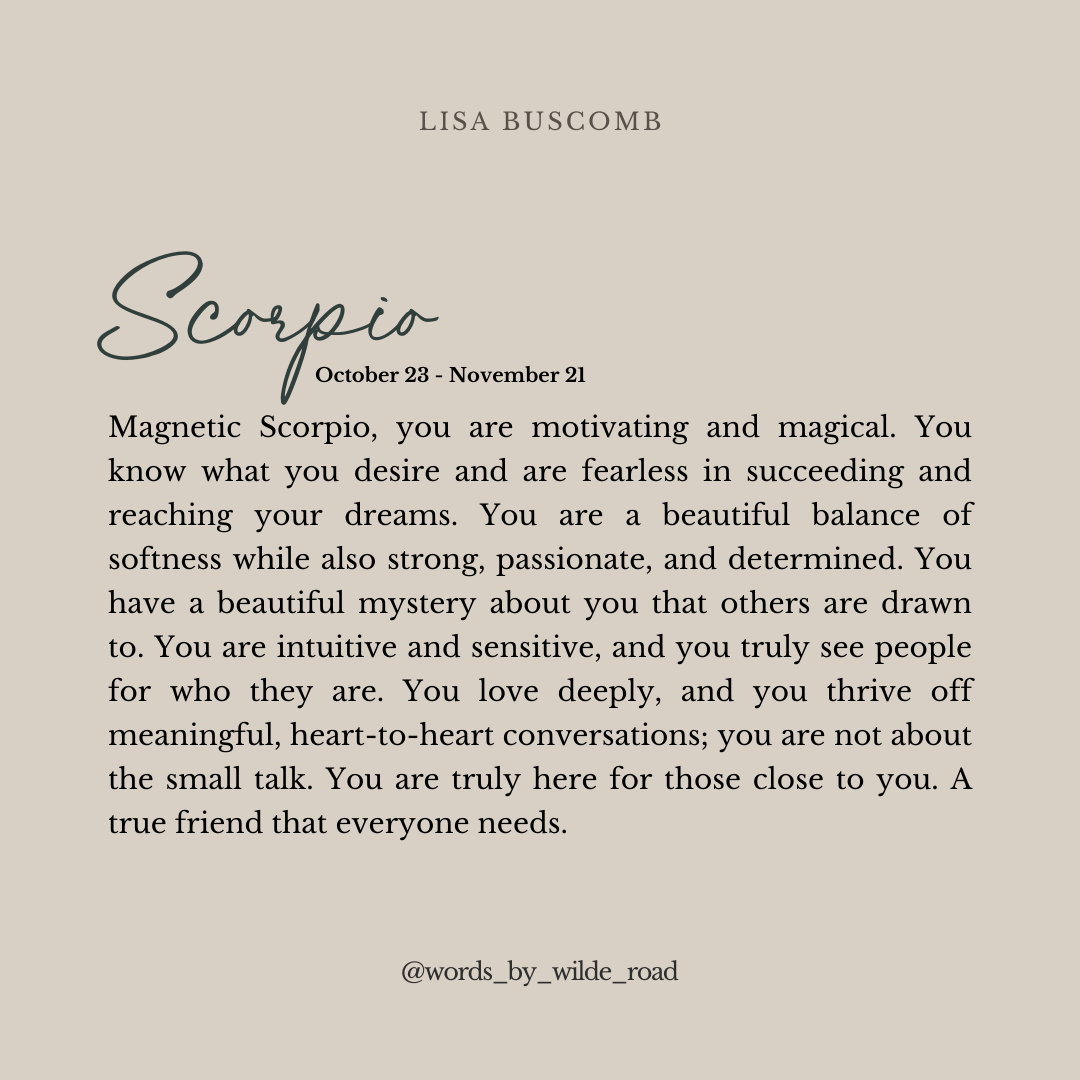 'Scorpio' script style digital printable - Lisa Buscomb 