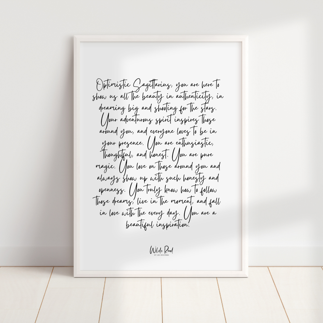 'Sagittarius' script style digital printable - Lisa Buscomb 
